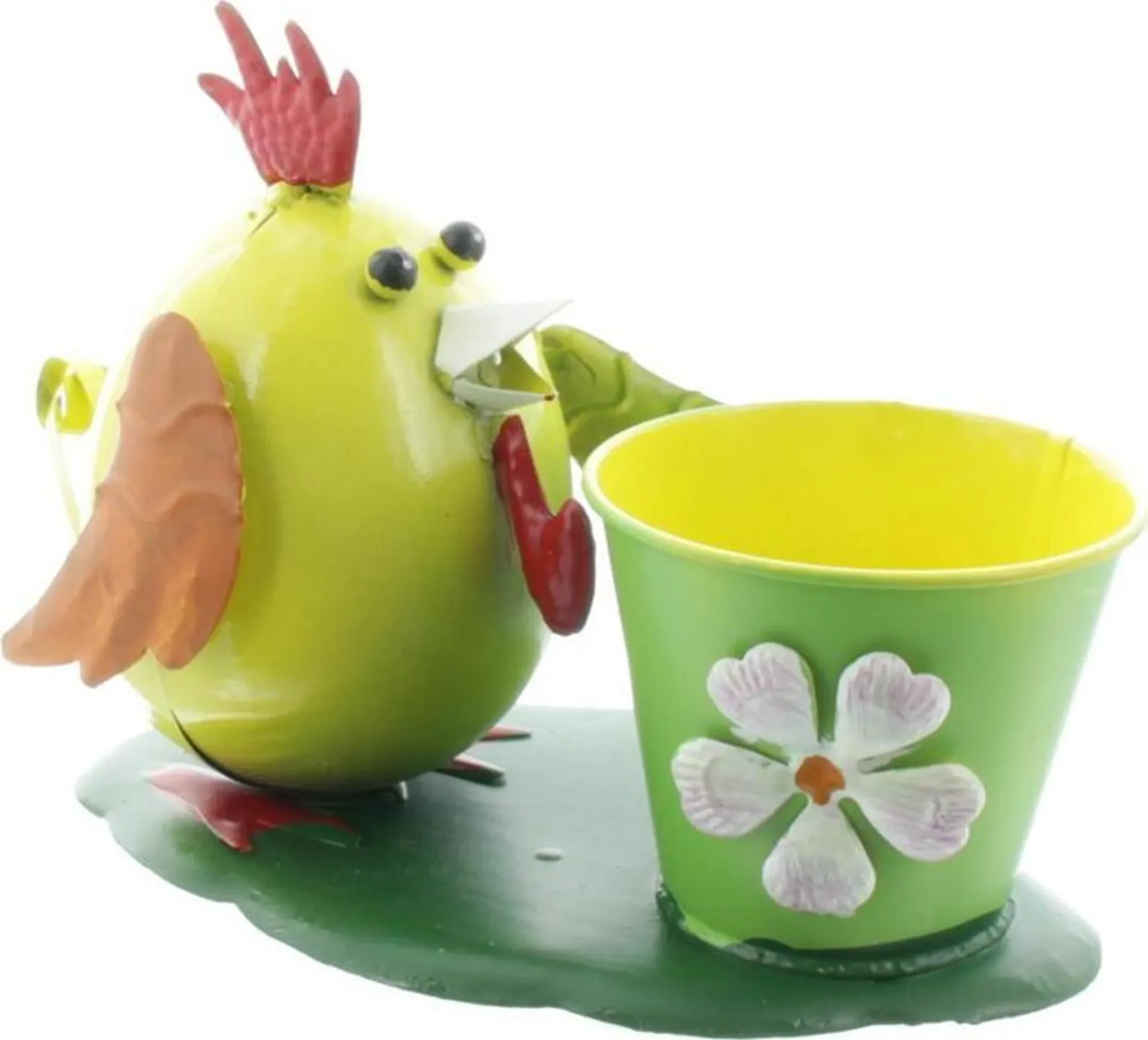 Gall & Zick – Deko-Vogel mit Blumentopf Gelb